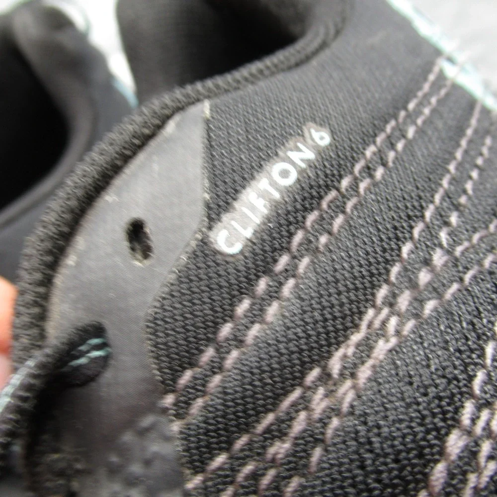 Hoka Clifton 6  Shoes Women 9.5 Black Aqua Low Sneaker‎ Lightweight Chunky Run